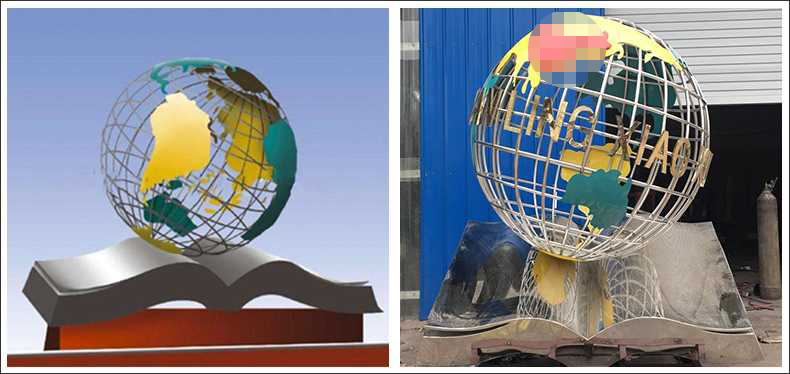 不銹鋼地球，景觀地球雕塑，學校地球儀擺件