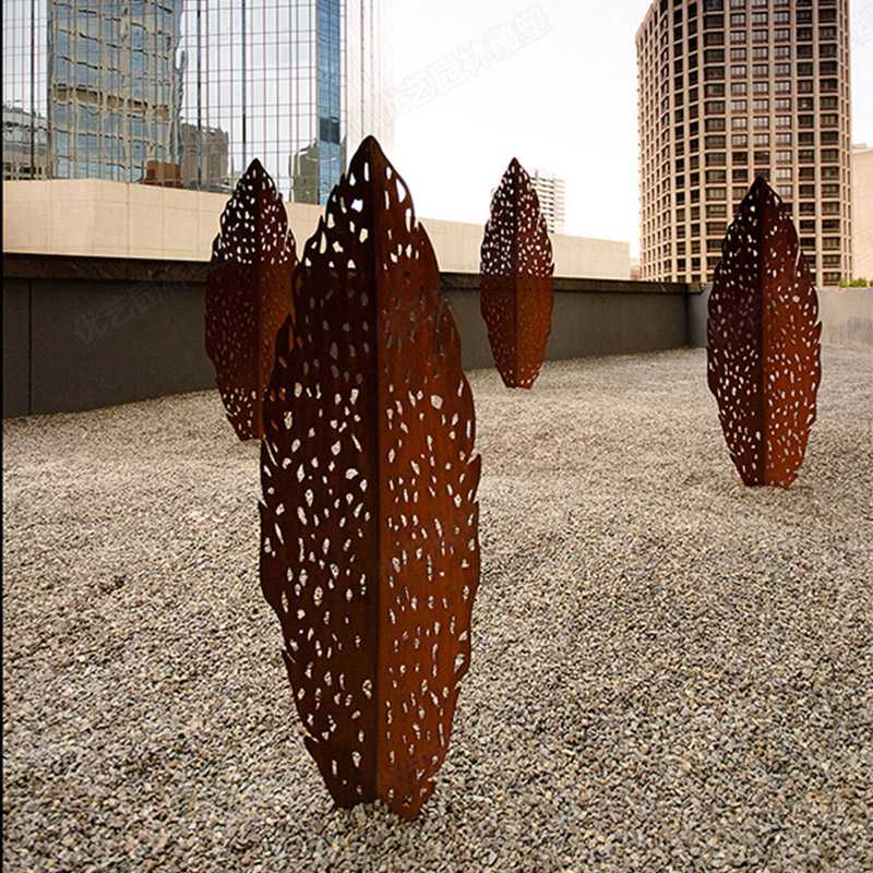 耐候鋼雕塑,耐候鋼樹(shù)葉雕塑